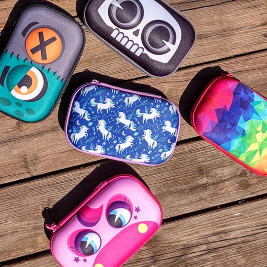 Hard cover Pencil cases in multiple designs for school or medical supplies