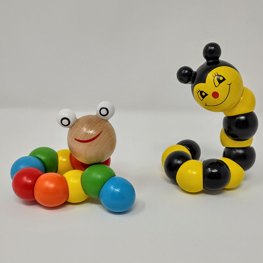 impish wooden caterpillars