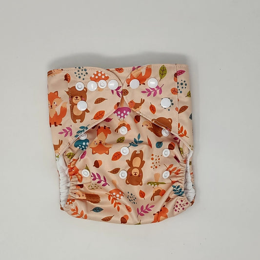 cute bears and mushroom print cloth reusable diaper with adjustable snaps