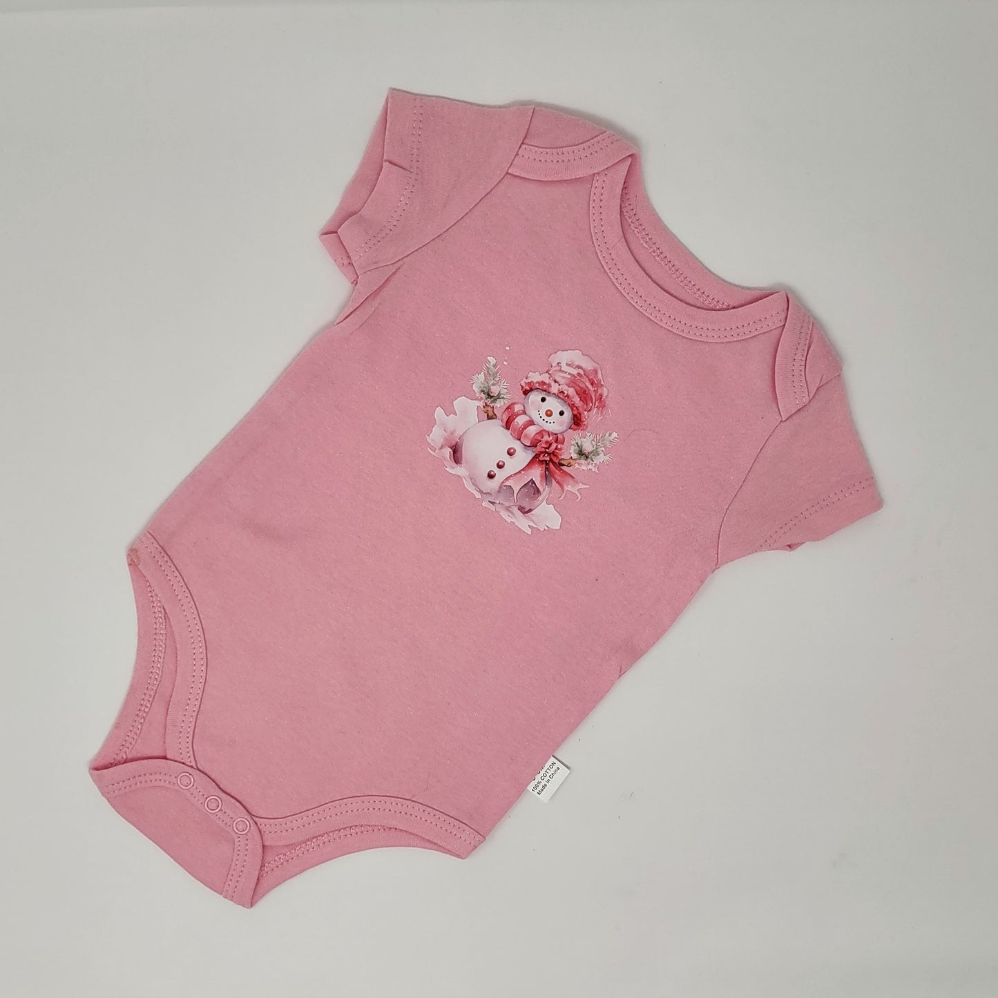 Christmas Pink Snowman Bodysuit