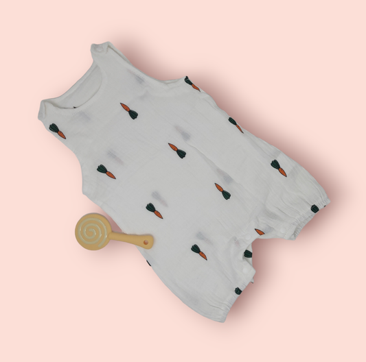 Infant Spring Romper with Carrots