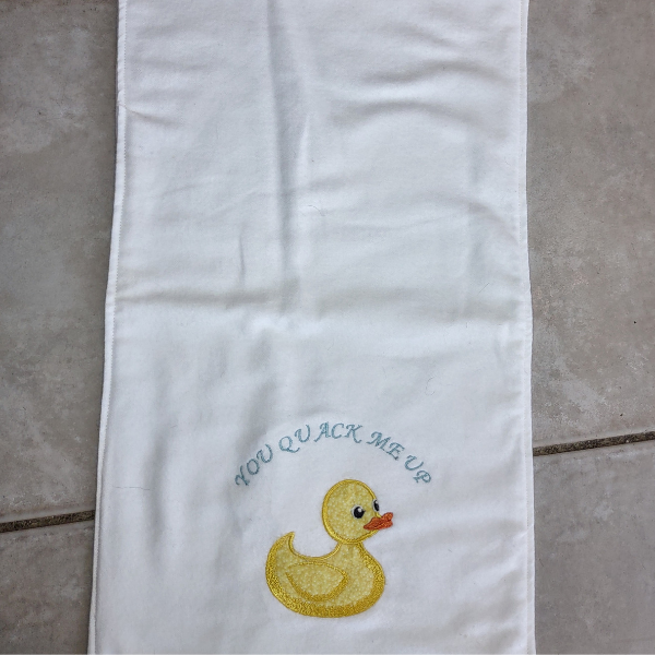 embroidered 3 layer duckie burp towel